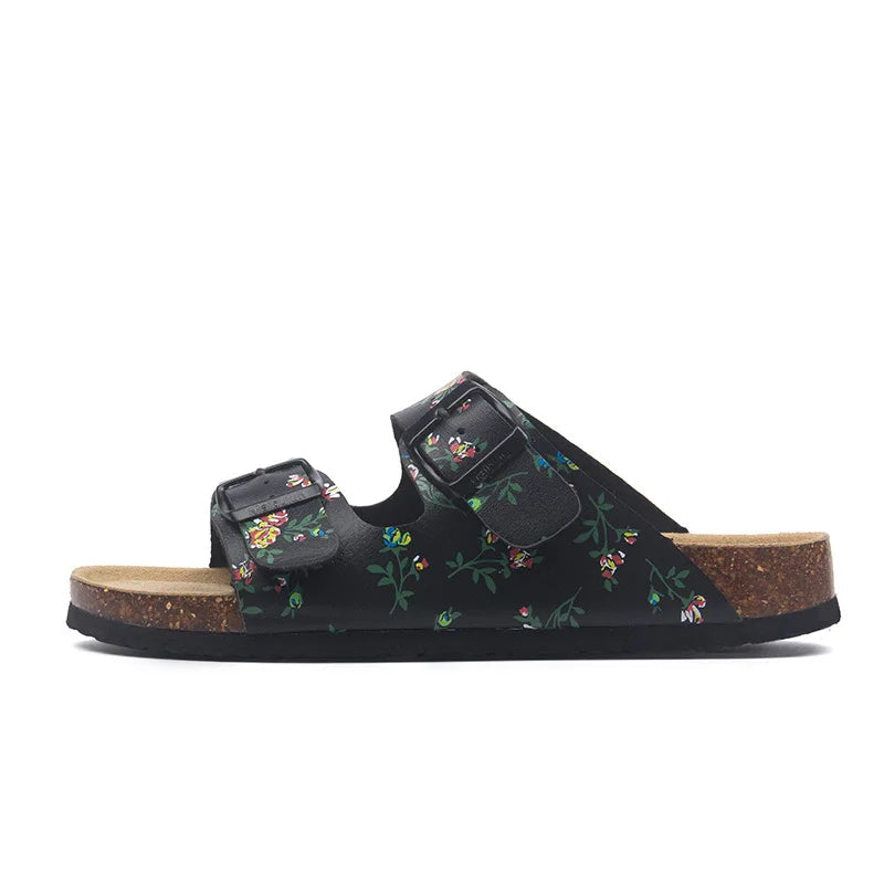 Soft Footbed Sandals | Leather Double Strap Slides