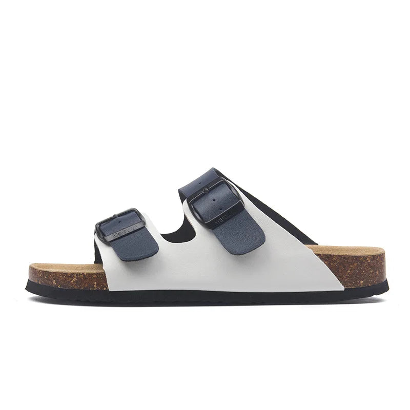 Soft Footbed Sandals | Leather Double Strap Slides