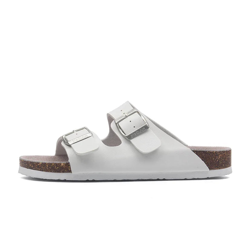 Soft Footbed Sandals | Leather Double Strap Slides