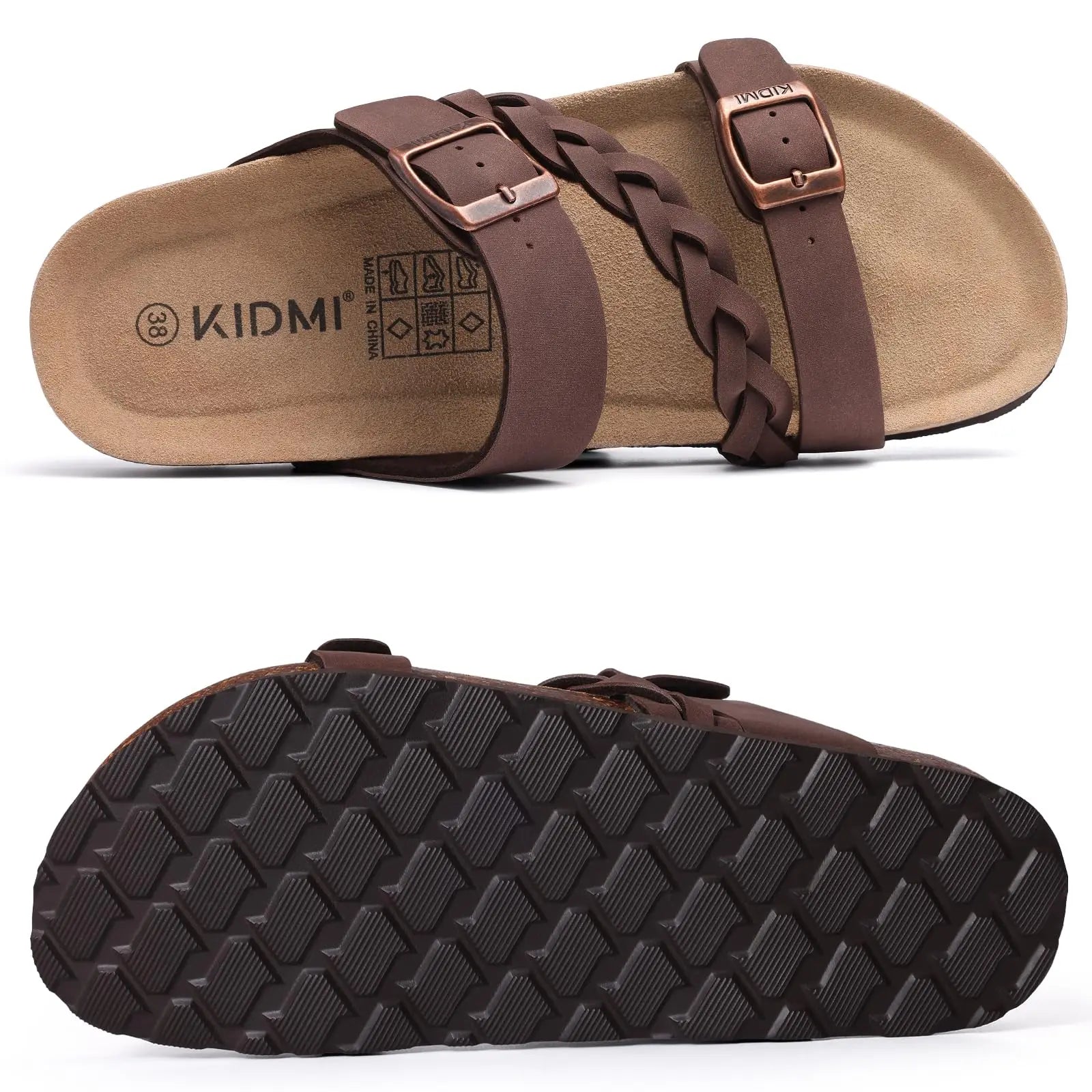 Kavos Cork Footbed Sandals | Leather Double Strap with Arch Support