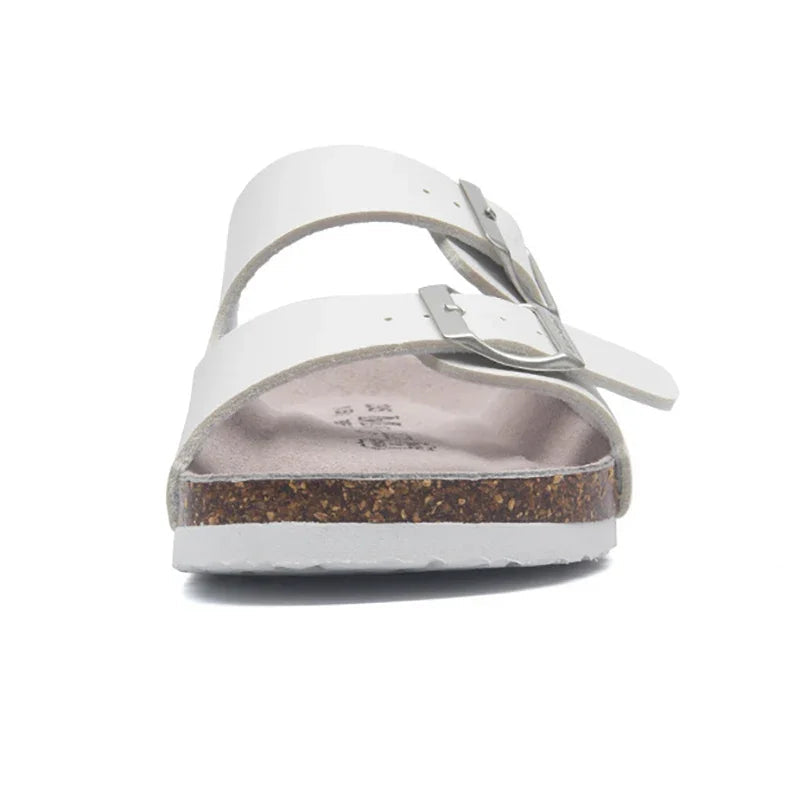 Soft Footbed Sandals | Leather Double Strap Slides