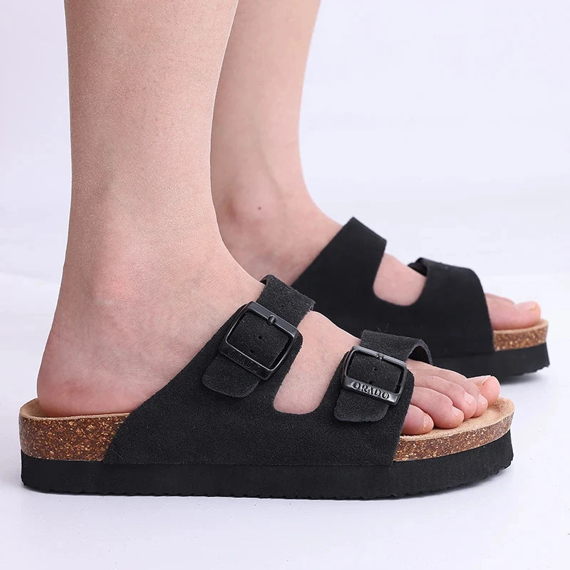 Kavos Cork Footbed Sandals | Women’s Double Strap | Minimal Slide