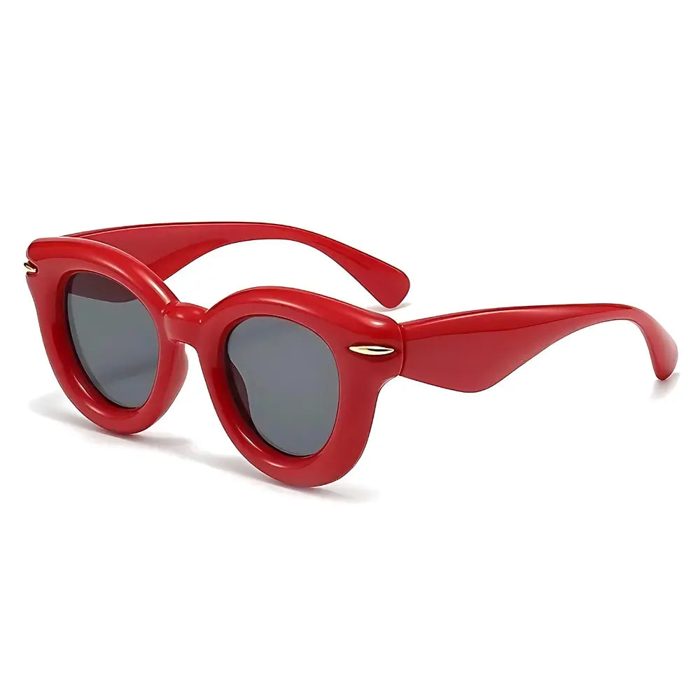 Women Sunglasses Rhodes, acetate, round, red, side