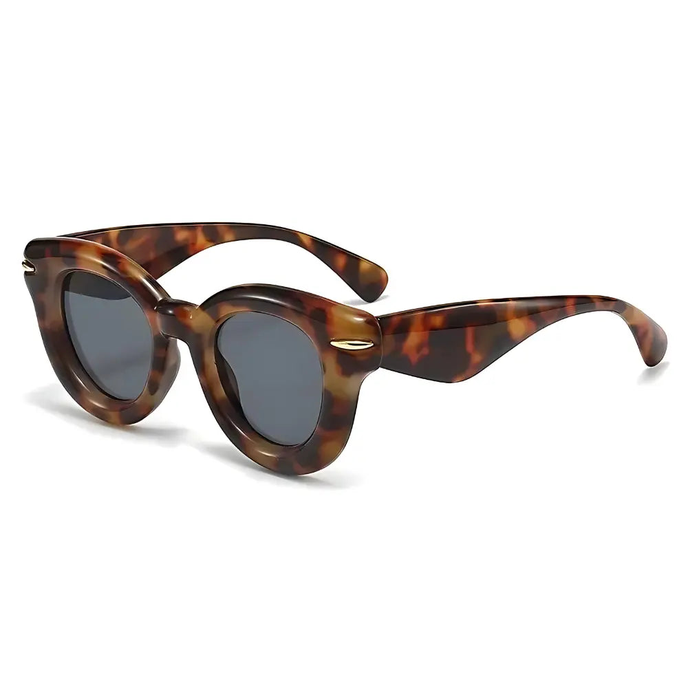 Women Sunglasses Rhodes, acetate, round, Turtle and Black, side