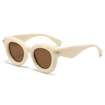 Women Sunglasses Rhodes, acetate, round, Beige and Brown , side 