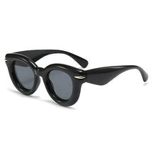 Women Sunglasses Rhodes, acetate, round, black, side