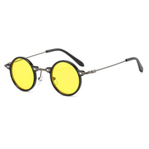 Round Sunglasses Mykonos, men and women sunglasses, metal, side, yellow lenses