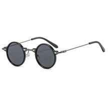 Round Sunglasses Mykonos, men and women sunglasses, metal, side, black, acetate