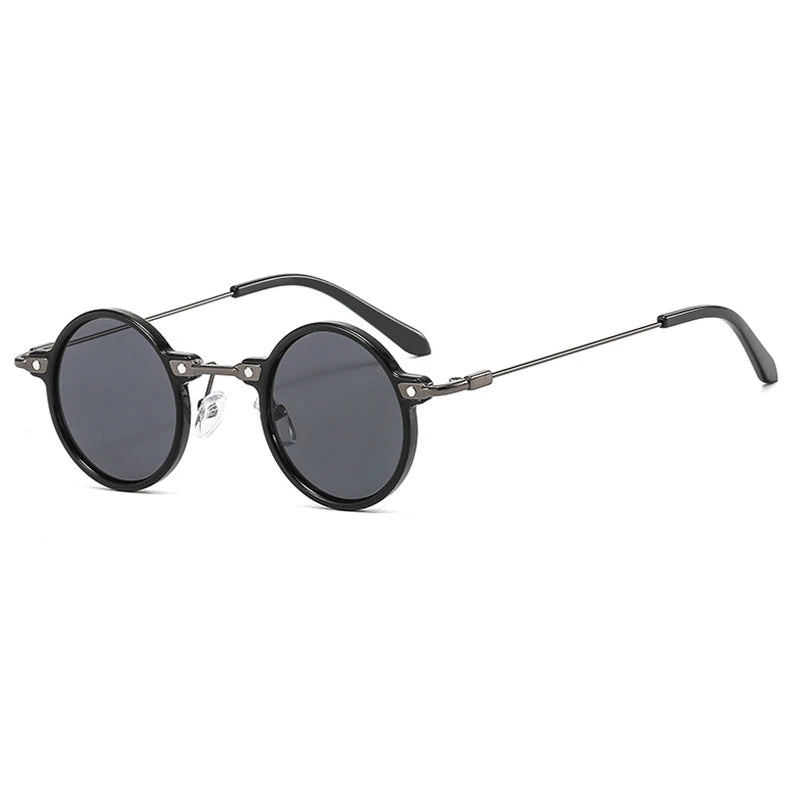 Round Sunglasses Mykonos, men and women sunglasses, metal, side, black, acetate