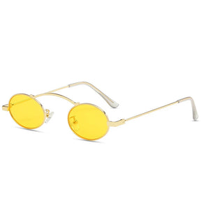 Round Women Sunglasses Creta, acetate, side, gold and yellow