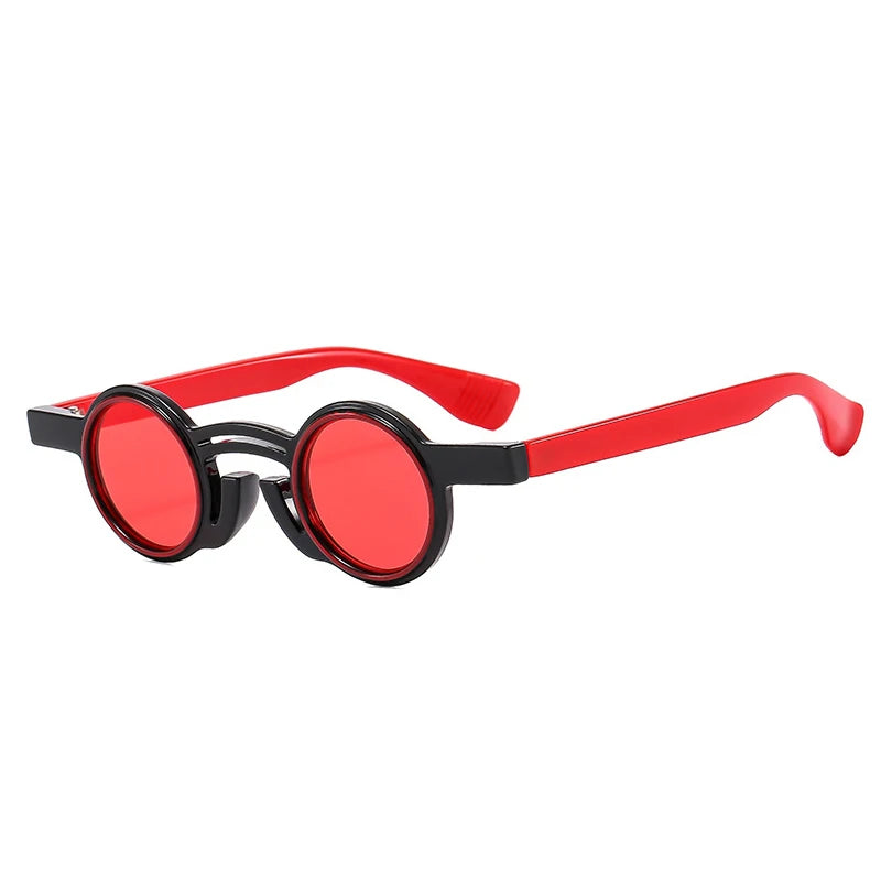 Round Sunglasses Vic, men and women sunglasses, side, red