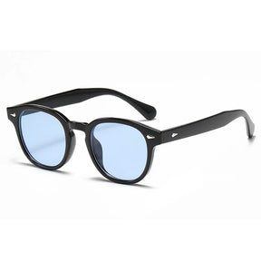 Round Sunglasses Ant, kavos, acetate, side, blue lenses