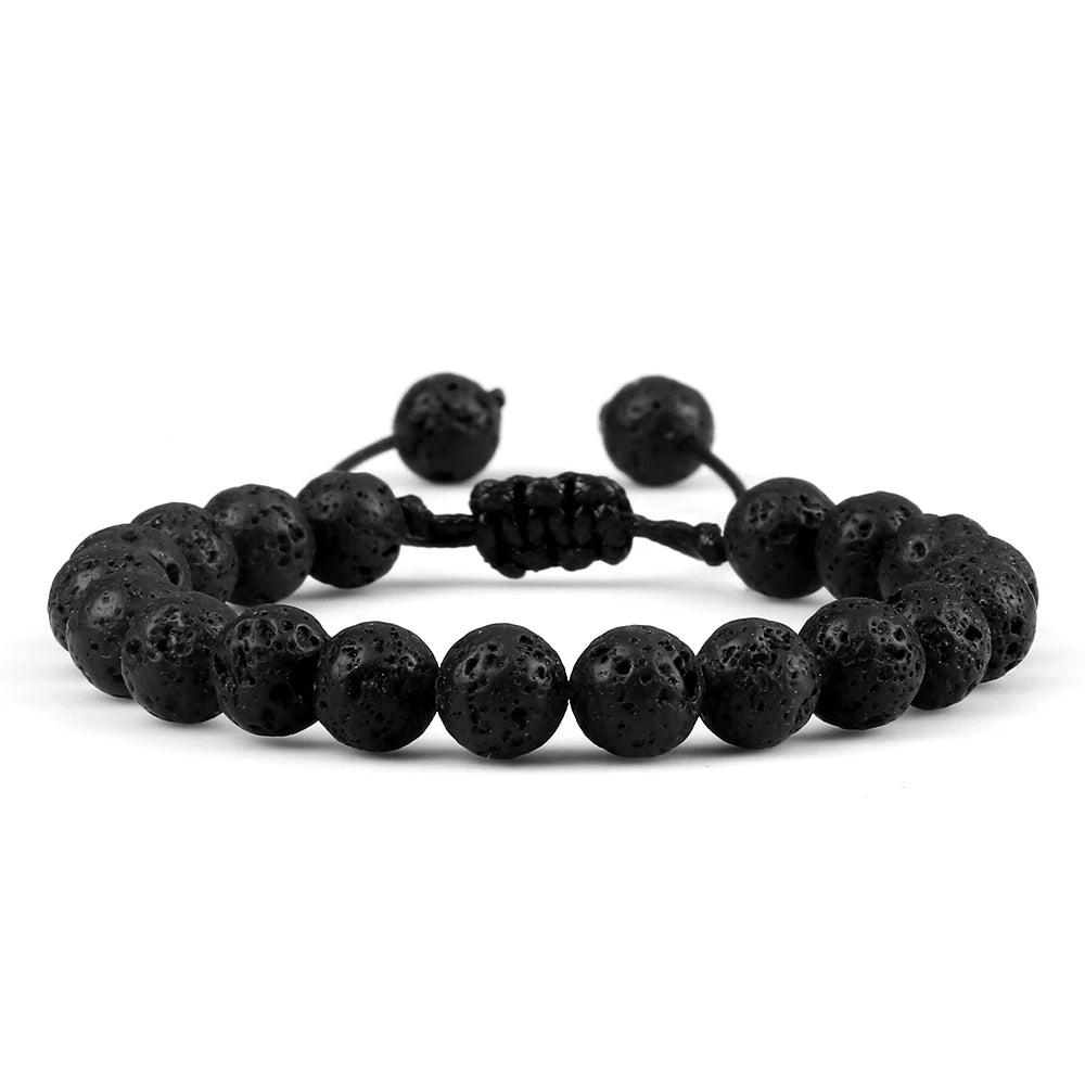 Beaded Bangle Kavos - for men - Lava Black