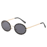 Round Sunglasses Nice, women metal sunglasses, side, gold and grey