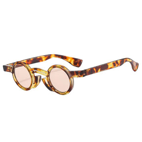 Round Sunglasses Vic, men and women sunglasses, side, leopard