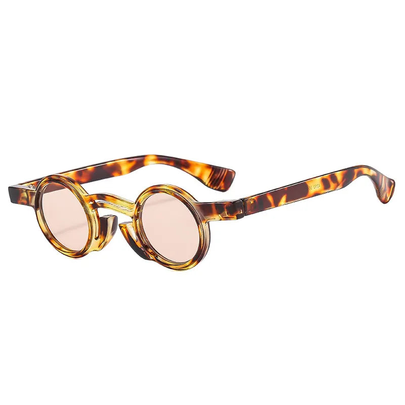 Round Sunglasses Vic, men and women sunglasses, side, leopard