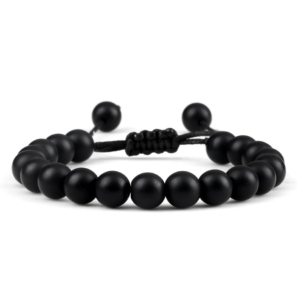 Beaded Bangle Kavos - for men - Matte Black