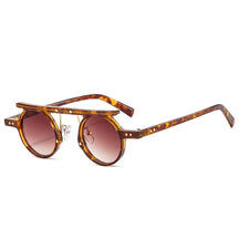 Round Sunglasses Taipu, men and women sunglasses, acetate, side, leopard and brown