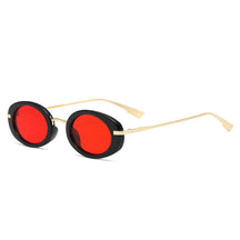 Oval Metal Sunglasses Italy, men and women sunglasses, polarized, side, black red lenses