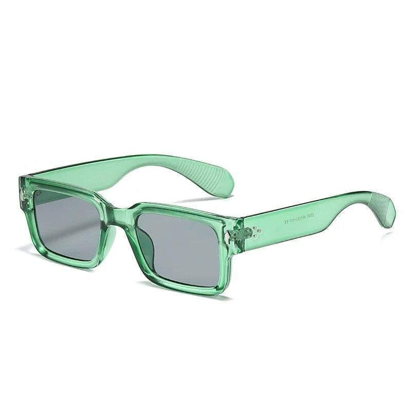 Rectangular Sunglasses Luna, men and women sunglasses, side, green