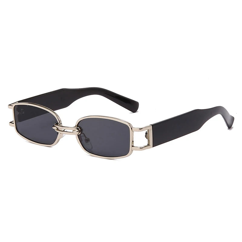 Rectangular Sunglasses Unisex Roma, kavos, side, gold and black