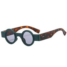 Round Sunglasses Lennon, men and women sunglasses, side, leopard green