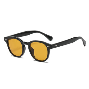 Round Sunglasses Ant, kavos, acetate, side, orange lenses