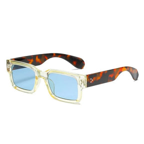 Rectangular Sunglasses Luna, men and women sunglasses, side, blue lenses