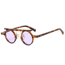 Round Sunglasses Taipu, men and women sunglasses, acetate, side, leopard and blue