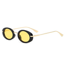 Oval Metal Sunglasses Italy, men and women sunglasses, polarized, side, black yellow lenses