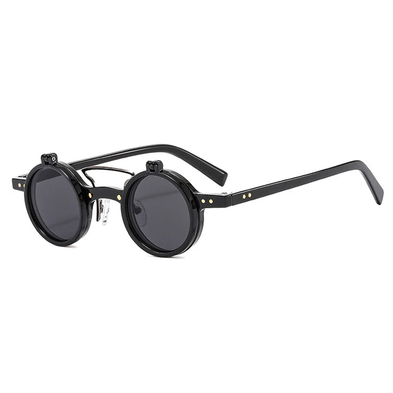 Round Sunglasses Rio, men and women sunglasses, side, black