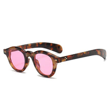 Round Sunglasses Rimini, women and men sunglasses, side, leopard and blue