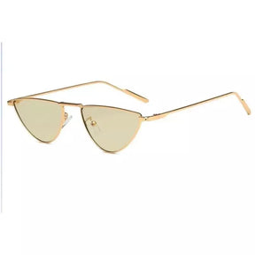 Triangular Sunglasses Bianca, men and women sunglasses, side, gold and green