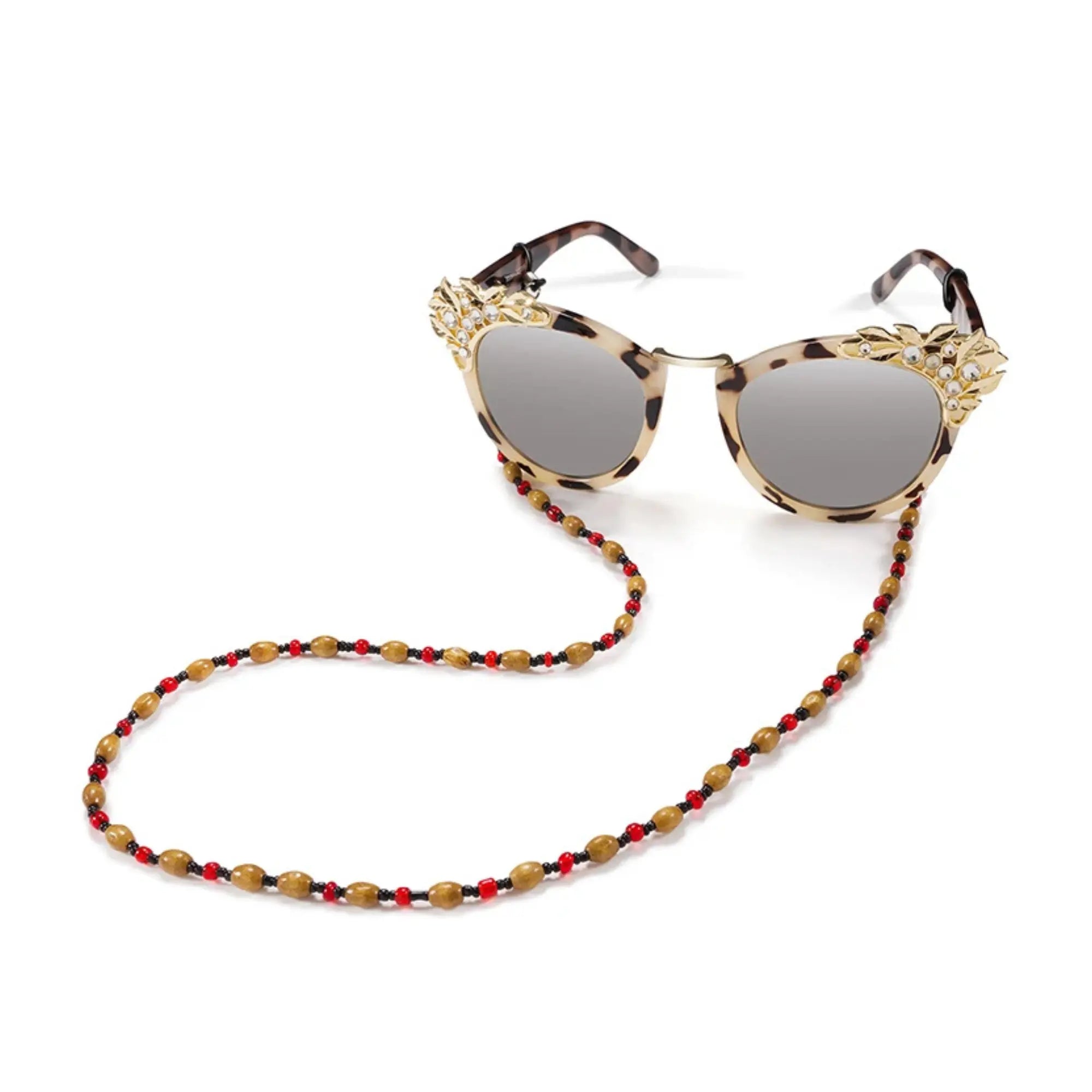 Sunglasses Chain Beadchain Redwwod