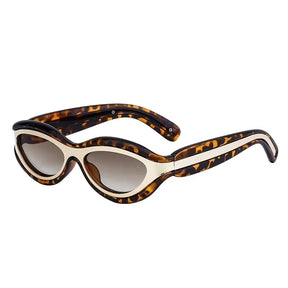 Oval Women Sunglasses, kavos, acetate, side, leopard