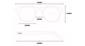 Rectangular Sunglasses Luna, men and women sunglasses, measurements