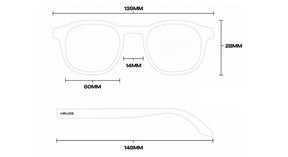 Rectangular Sunglasses Mallorca, unisex, measurements