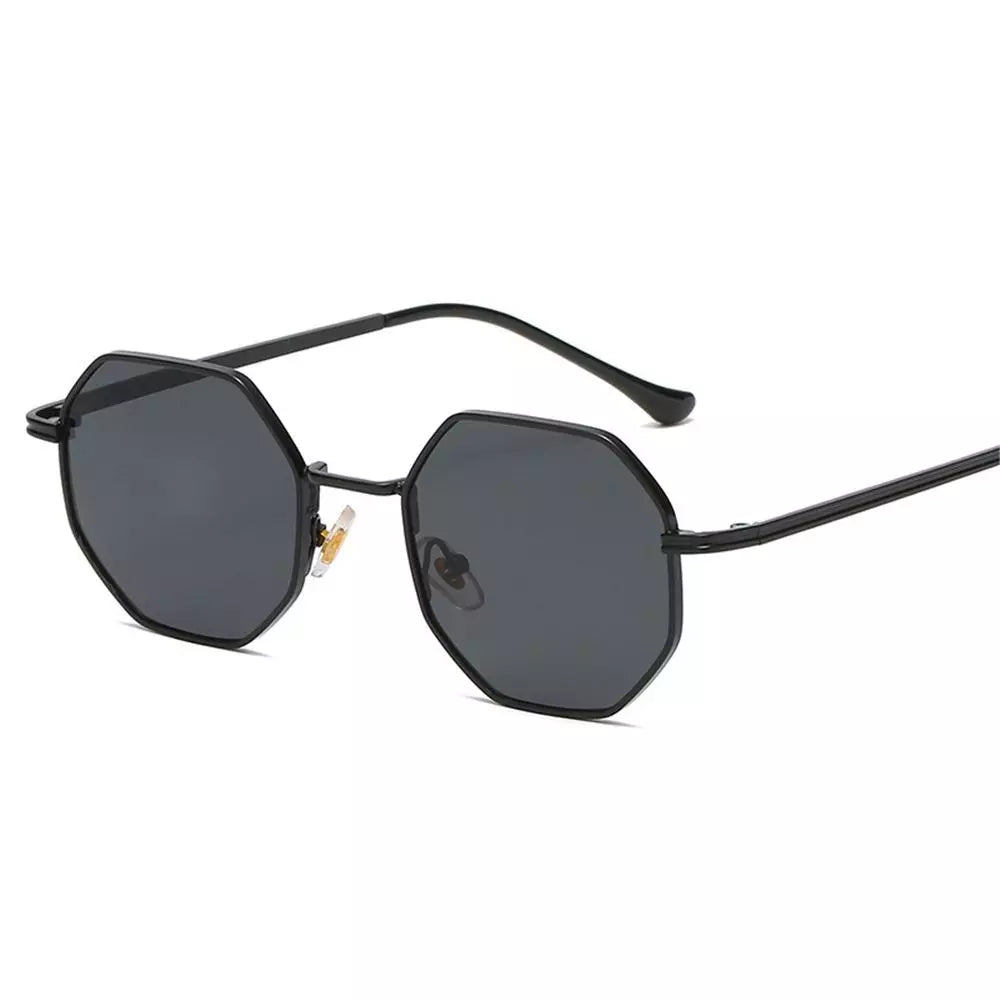 Hexagonal Sunglasses Al mare, women sunglasses, side, black lenses