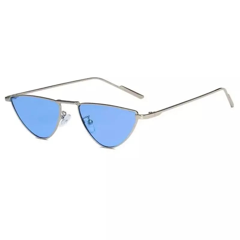 Triangular Sunglasses Bianca, men and women sunglasses, side, gold and blue