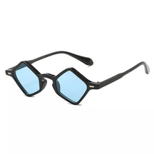 Triangular Sunglasses Carneiros, women and men sunglasses, side, black and blue