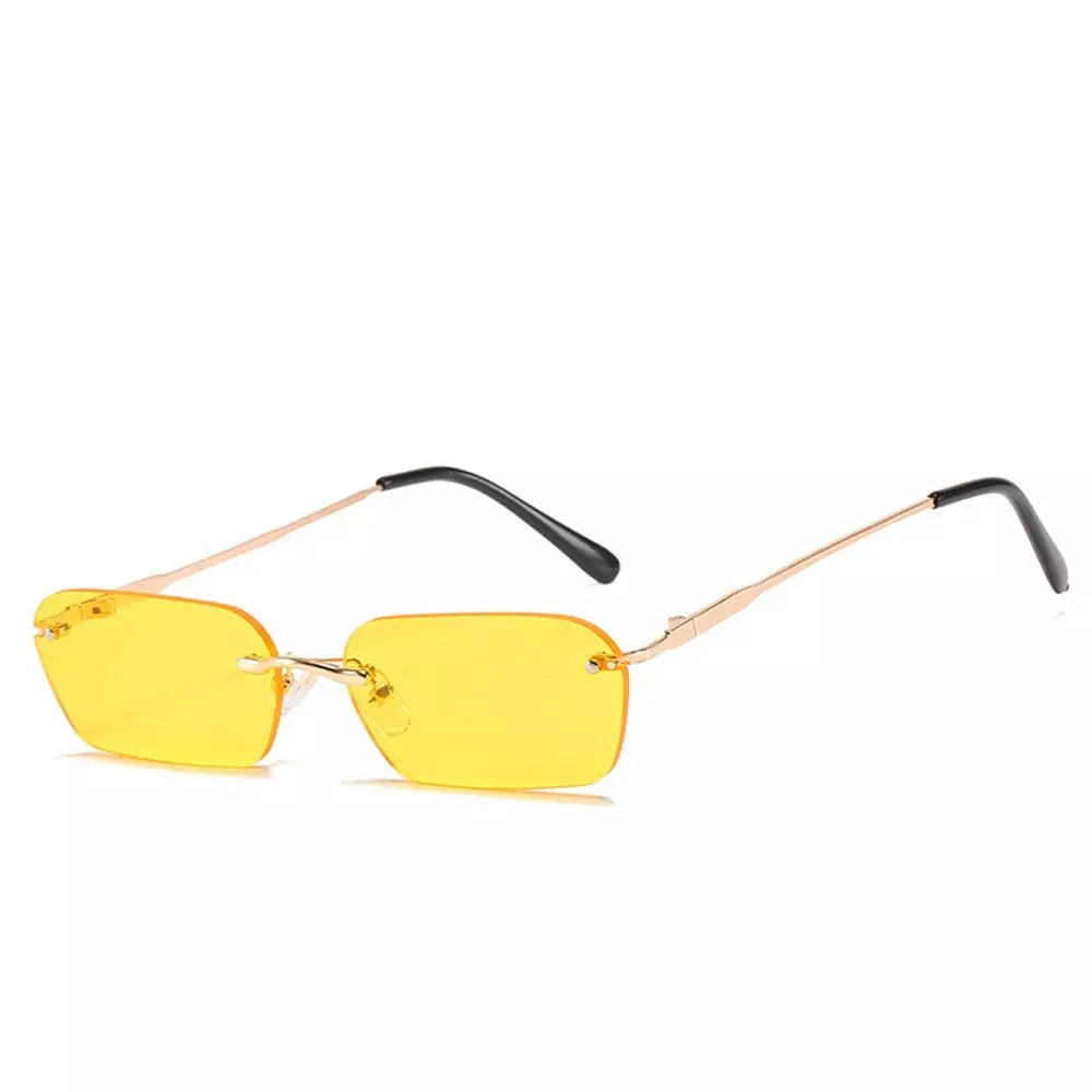 Rectangular Sunglasses Portofino, women and men sunglasses, metal, side, yellow lenses