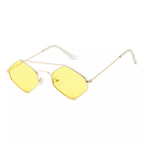 Hexagonal Sunglasses Ilhabela, men and women sunglasses, side, yellow lenses