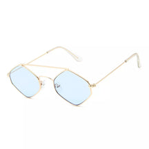 Hexagonal Sunglasses Ilhabela, men and women sunglasses, side, blue lenses