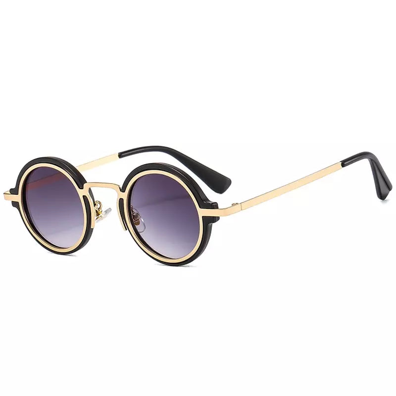 Round Sunglasses Capri, women and men sunglasses, side, gold and black