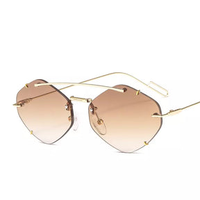 Metal Sunglasses Hera, women and men sunglasses, side, gold