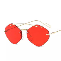 Metal Sunglasses Hera, women and men sunglasses, side, red lenses