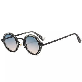 Round Sunglasses Capri, women and men sunglasses, side, leopard and black