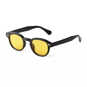 Round Sunglasses Noronha, acetate, women sunglasses, side, yellow lenses