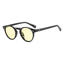 Round Sunglasses Cat Naxos, men and women sunglasses, side, yellow lenses