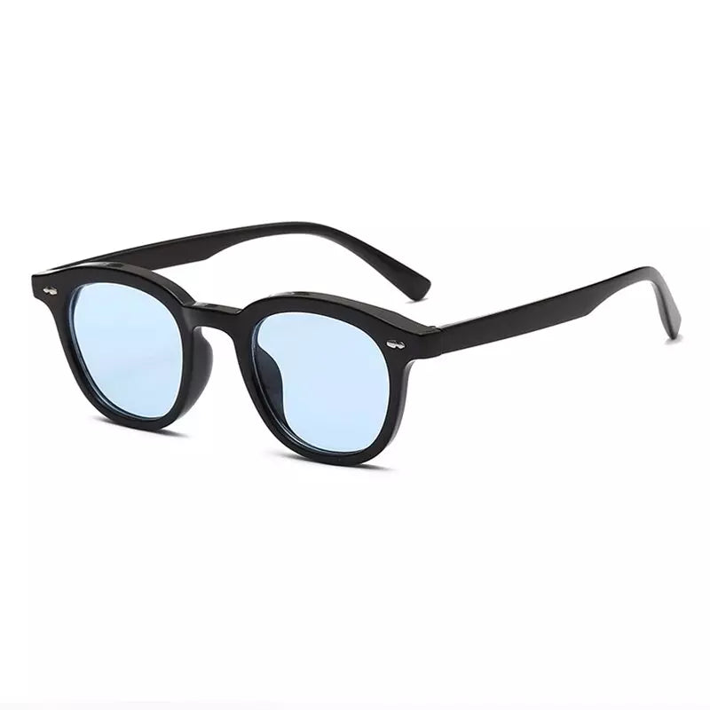 Round Sunglasses Grécia, women and men sunglasses, side, blue lenses